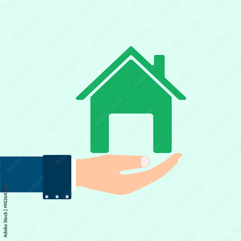 vector hand holding a house
