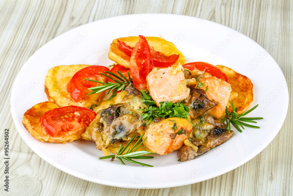 Salmon with grilled vegetables Salmon with grilled vegetables