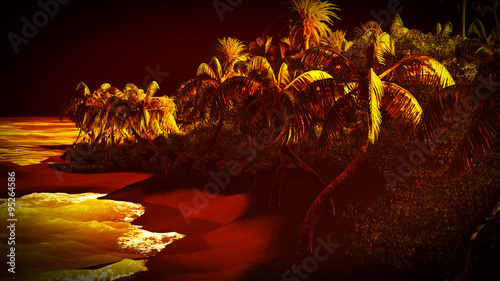 Tropical paradise at night