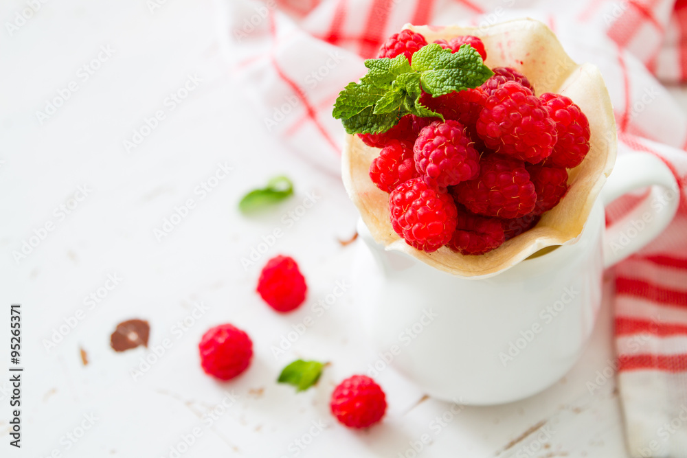 Raspberries in waffle cone Raspberries in waffle cone