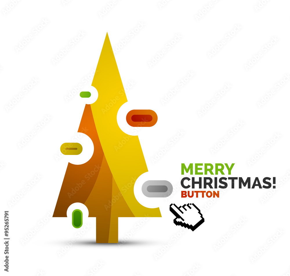 Fototapeta premium Christmas internet button on white background with reflection. Holiday icon concept