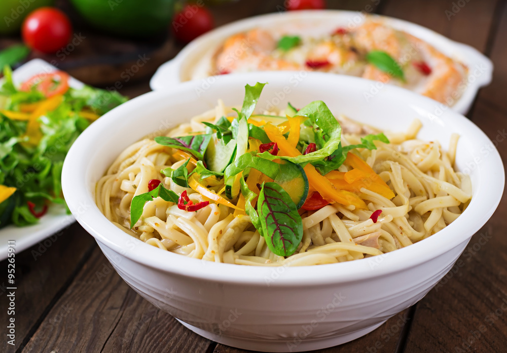 Delicate noodles cooked in a miso broth