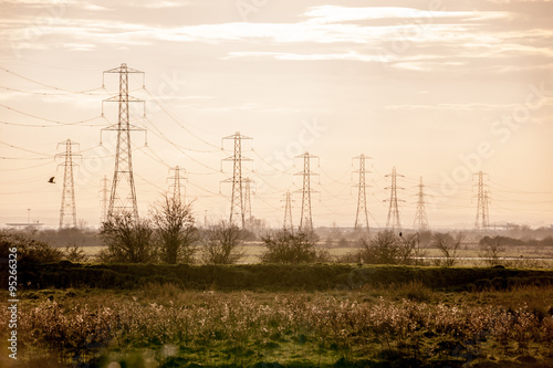 Electrical pylons in countryside