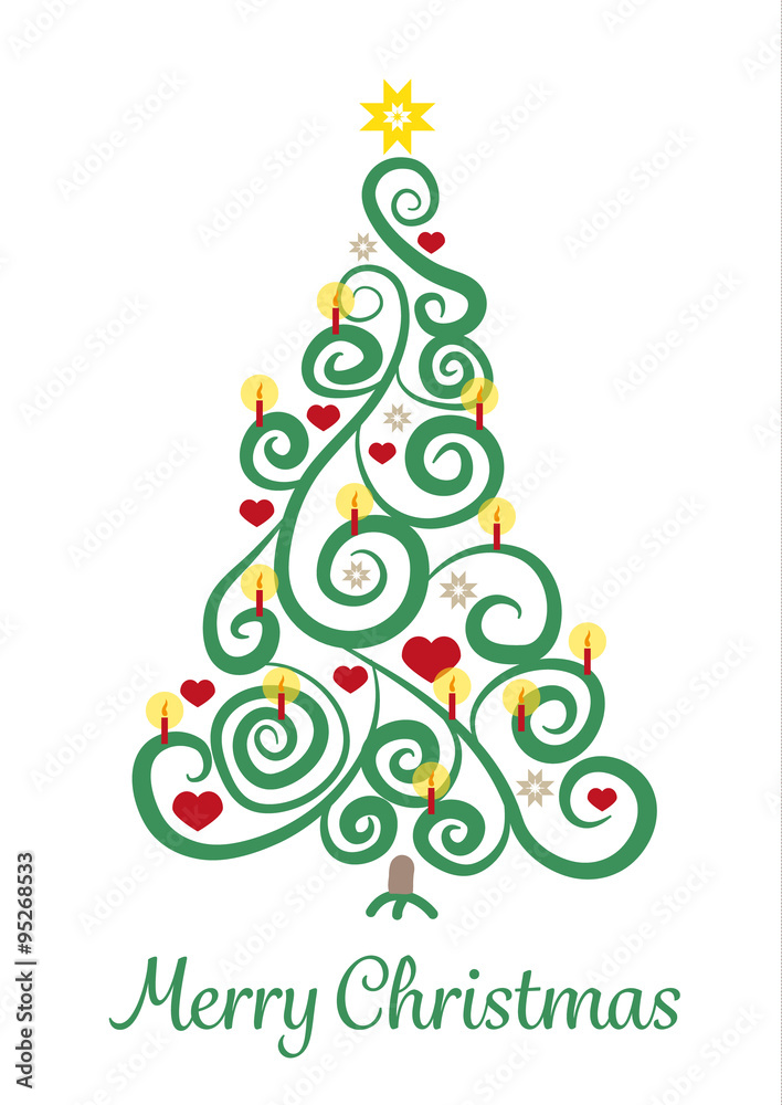 Christmas Greeting Card with Curly tree Christmas Greeting Card with Curly tree