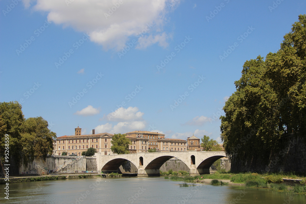 Rome,Italy,Tevere,Tiber,bridge,summer.