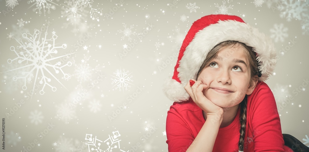 Composite image of festive girl thinking Composite image of festive girl thinking
