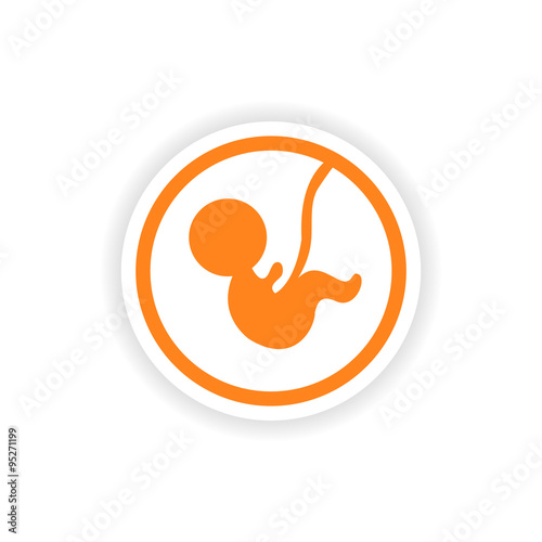 paper sticker on white background child in womb