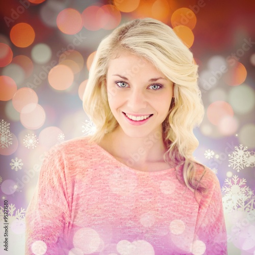 Composite image of pretty blonde smiling with arms crossed