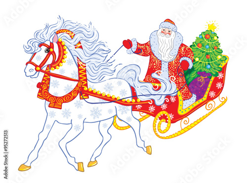 Russian Grandfather Frost in a sleigh