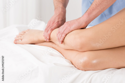 Physical therapist doing lymphatic drainage