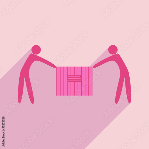 Flat with shadow icon and mobile application people load