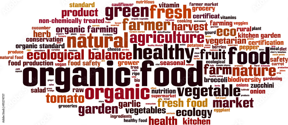 Organic food word cloud concept. Vector illustration Organic food word cloud concept. Vector illustration