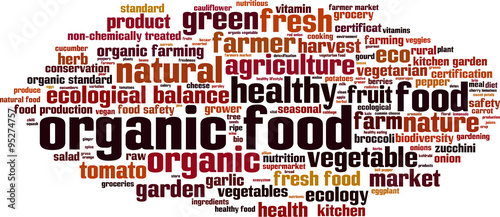 Organic food word cloud concept. Vector illustration