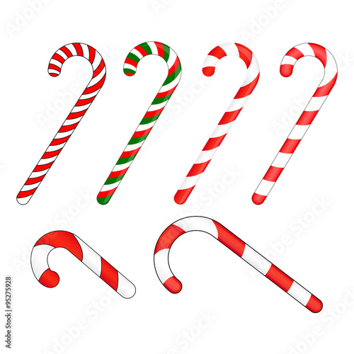 Candy cane striped in Christmas colours. Vector illustration isolated on a white background.