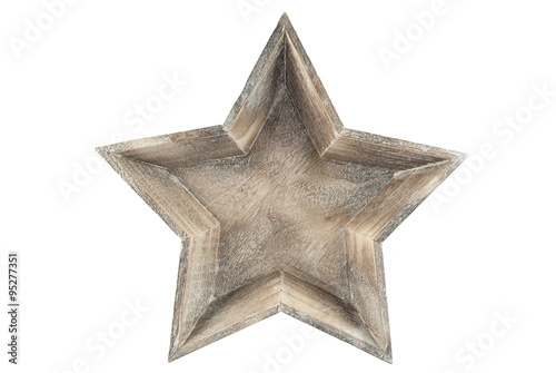 Wooden star isolated on white background