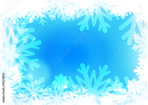 Vector : Ice crystal and bubble on blue winter background