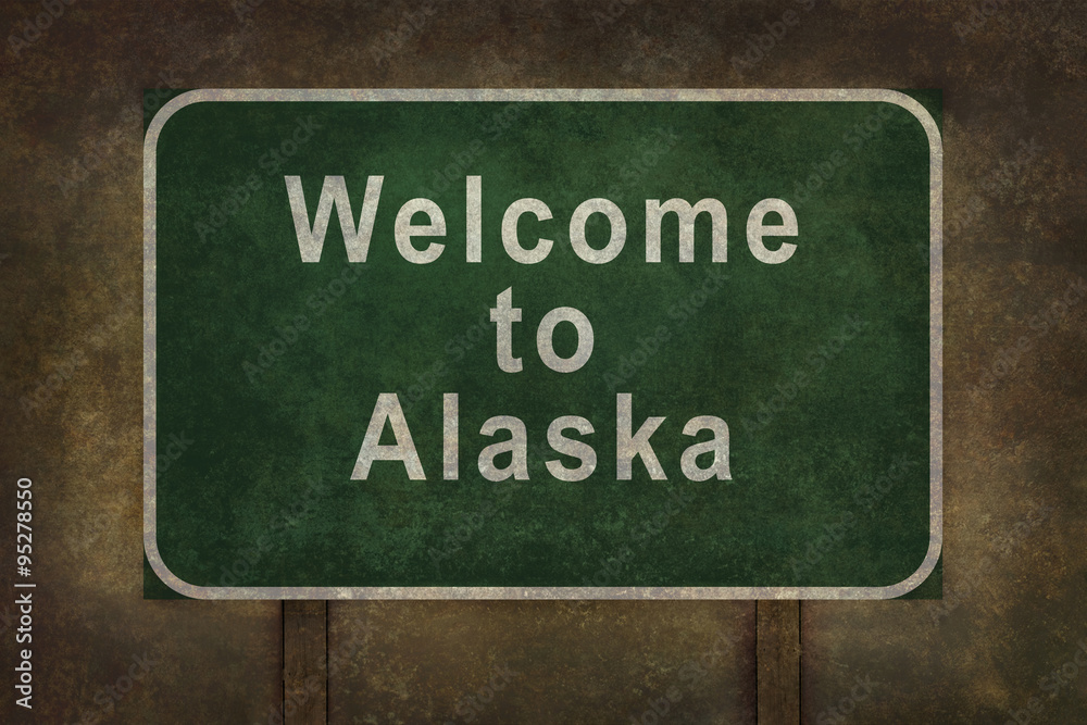 Welcome to Alaska roadside sign illustration
