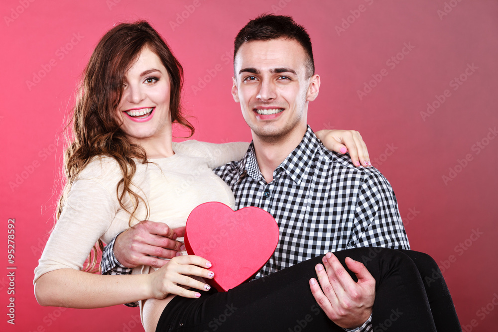 happy romantic couple with heart