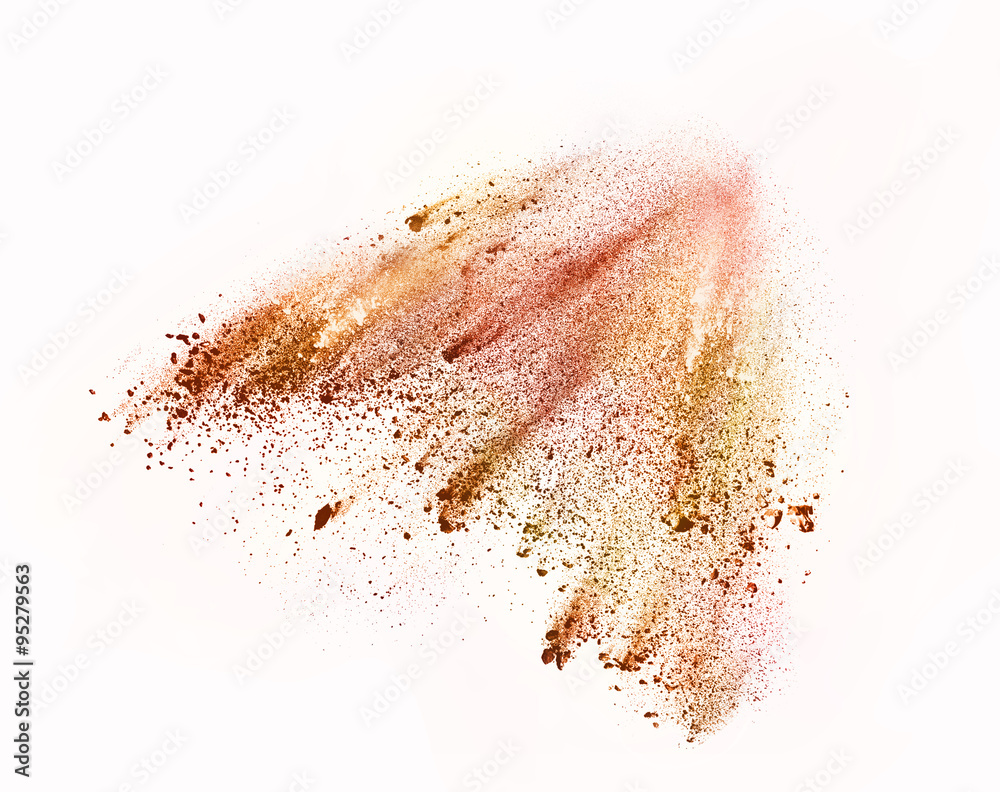 explosion of colored powder isolated on white explosion of colored powder isolated on white