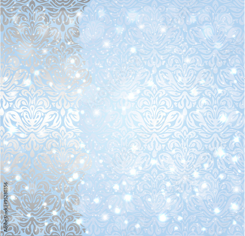 Shiny blue christmas winter Snowflake vintage invitation background design