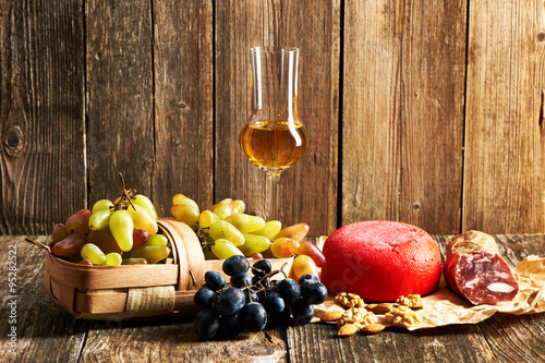 Grapes, grappa and cheese