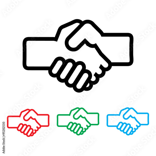 Handshake icon. Set of varicolored icons.