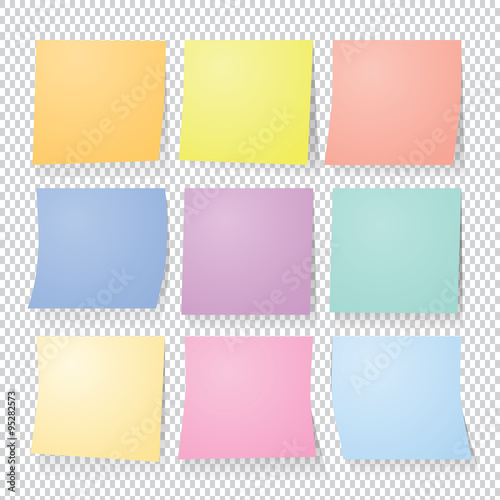 collection set of colorful post it paper note.