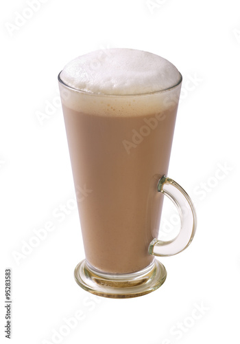 glass of latte on a white background