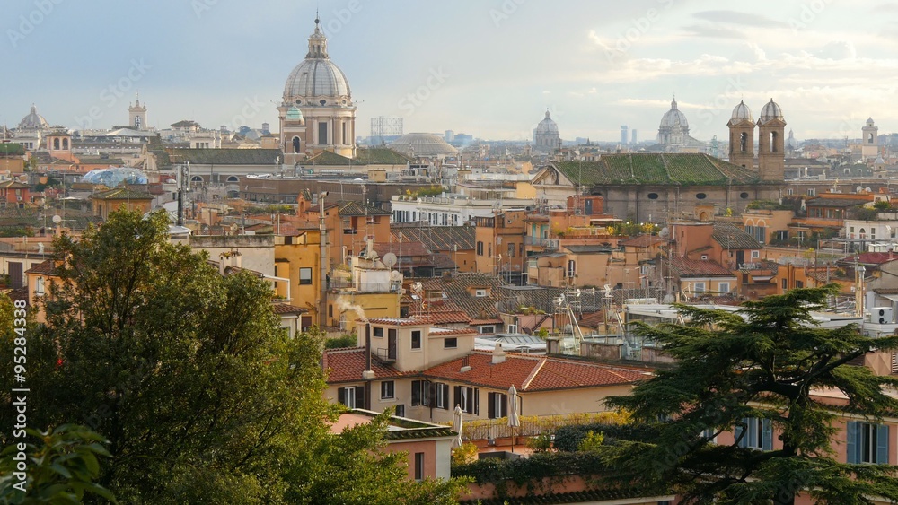 Rome skyline, Italy. Panning shot. UHD, 4K Rome skyline, Italy. Panning shot. UHD, 4K