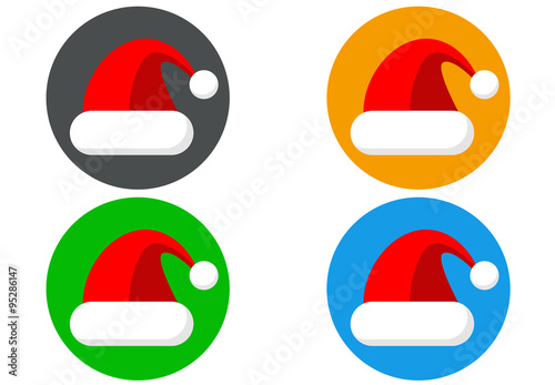 Icono plano gorro Papa Noel en varios colores #1