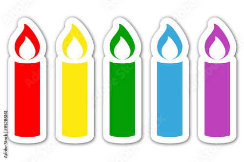 Icono plano velas con sombra en varios colores #1