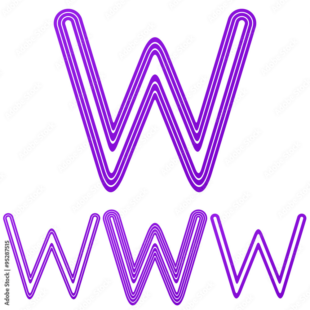 Purple line w letter logo design set Purple line w letter logo design set