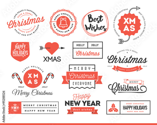 Set of beautiful Christmas themed labels, badges and logos