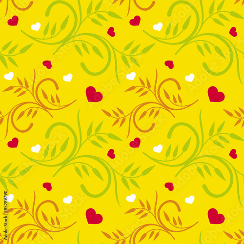 Seamless pattern with floral silhouette
