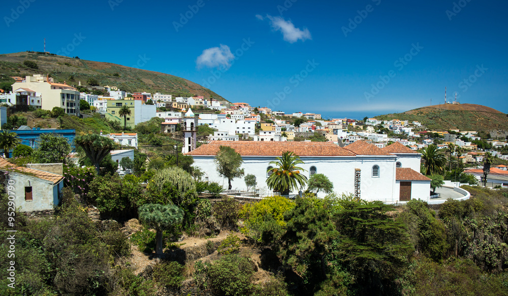 View over Valverde with church at El Hierro, Canary Islands View over Valverde with church at El Hierro, Canary Islands