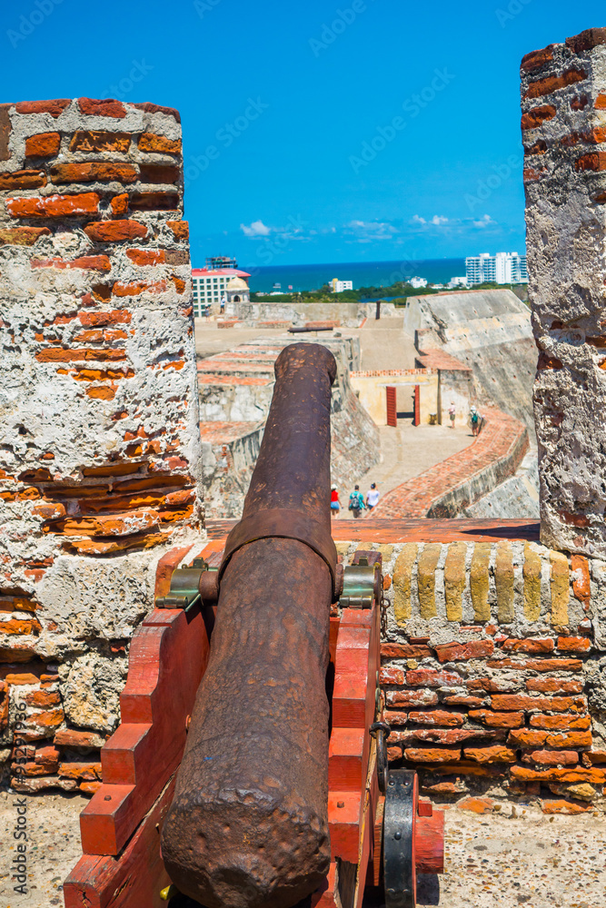 Castillo San Felipe Barajas, impressive fortress located in Lazaro hill, Cartagena de Indias, Colombia