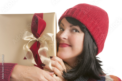 Happy Woman Holding Christm...