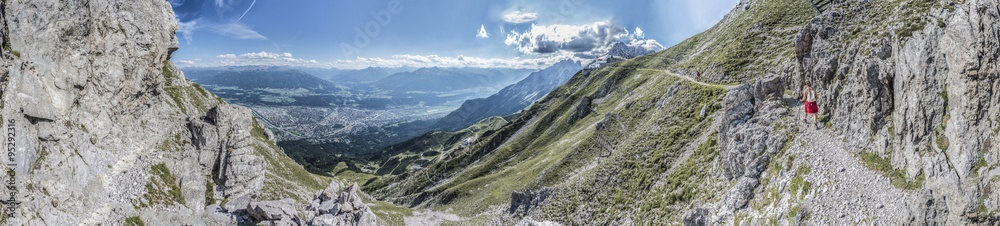 Hiker at Norkette mountain, Innsbruck, Austria.