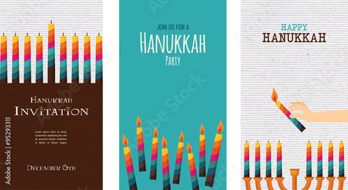 three cards for jewish holiday , hanukkah. illustration