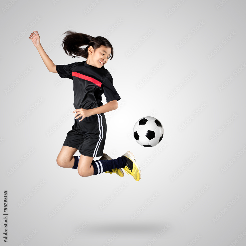 Young asian girl soccer player