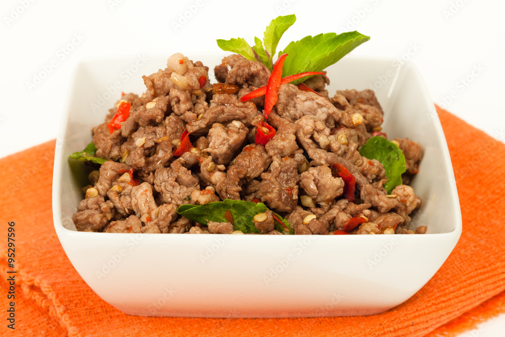 Spicy minced meat thai dish Spicy minced meat thai dish