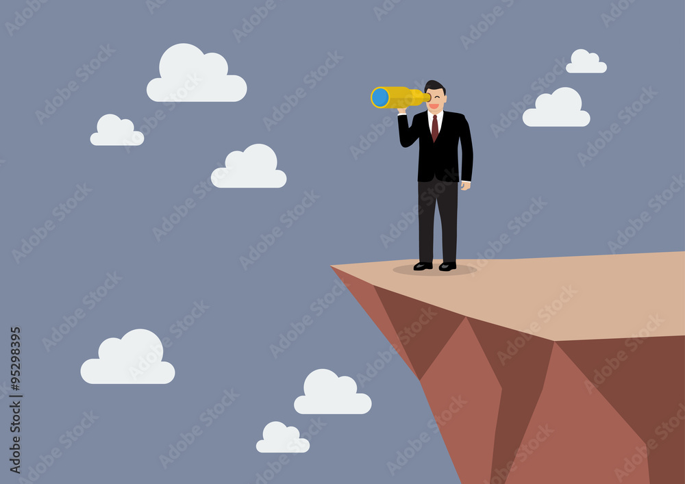 Businessman looking for business future on the cliff Businessman looking for business future on the cliff