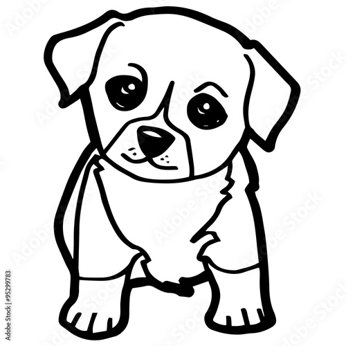 Cartoon Illustration of Funny Dog for Coloring Book  