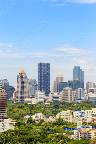 Downtown and business district in Bangkok, Thailand
