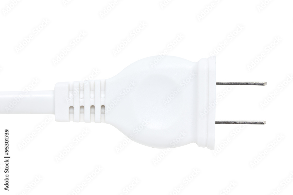 Close up of white plug isolated on white. Close up of white plug isolated on white.