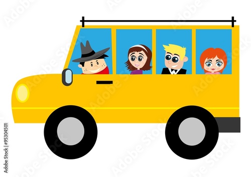 dzieci w autobusie