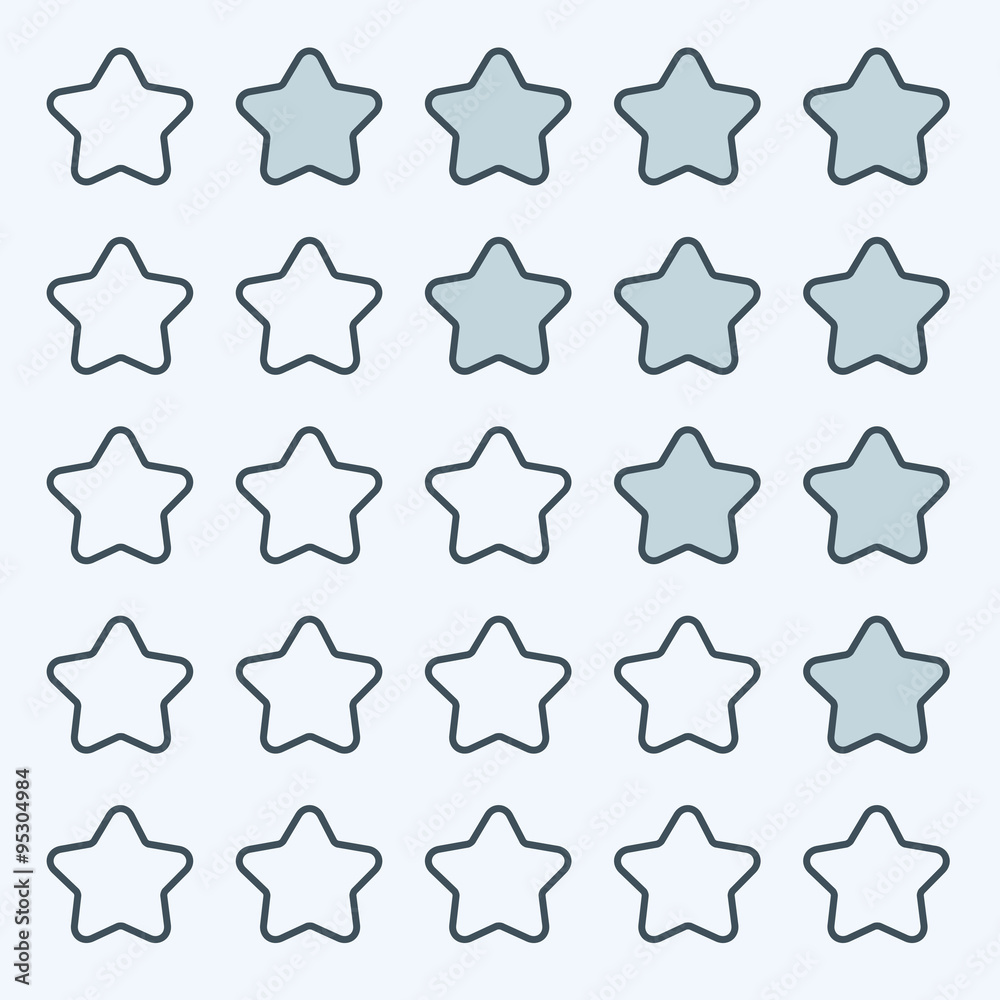 Thin line game rating stars icons buttons interface Thin line game rating stars icons buttons interface