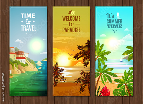 Travel agency sea vacation banners set