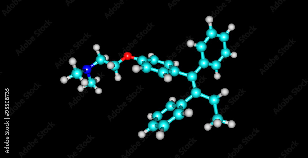 Tamoxifen molecular structure isolated on black