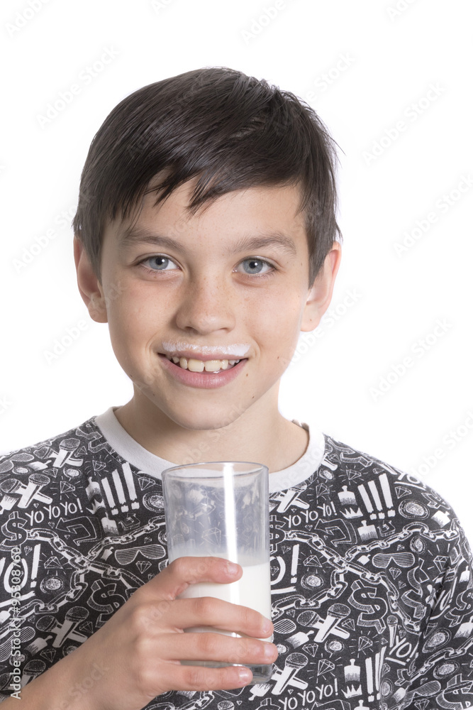 Young Boy Drinking Milk